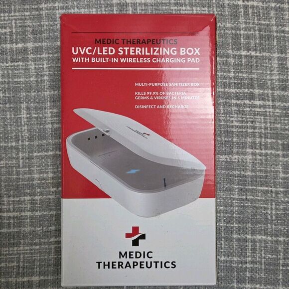 NIB Medic Therapeutics UVC/LED Sterilizing Box Built-In Wireless Charge Pad -RED - Picture 1 of 11